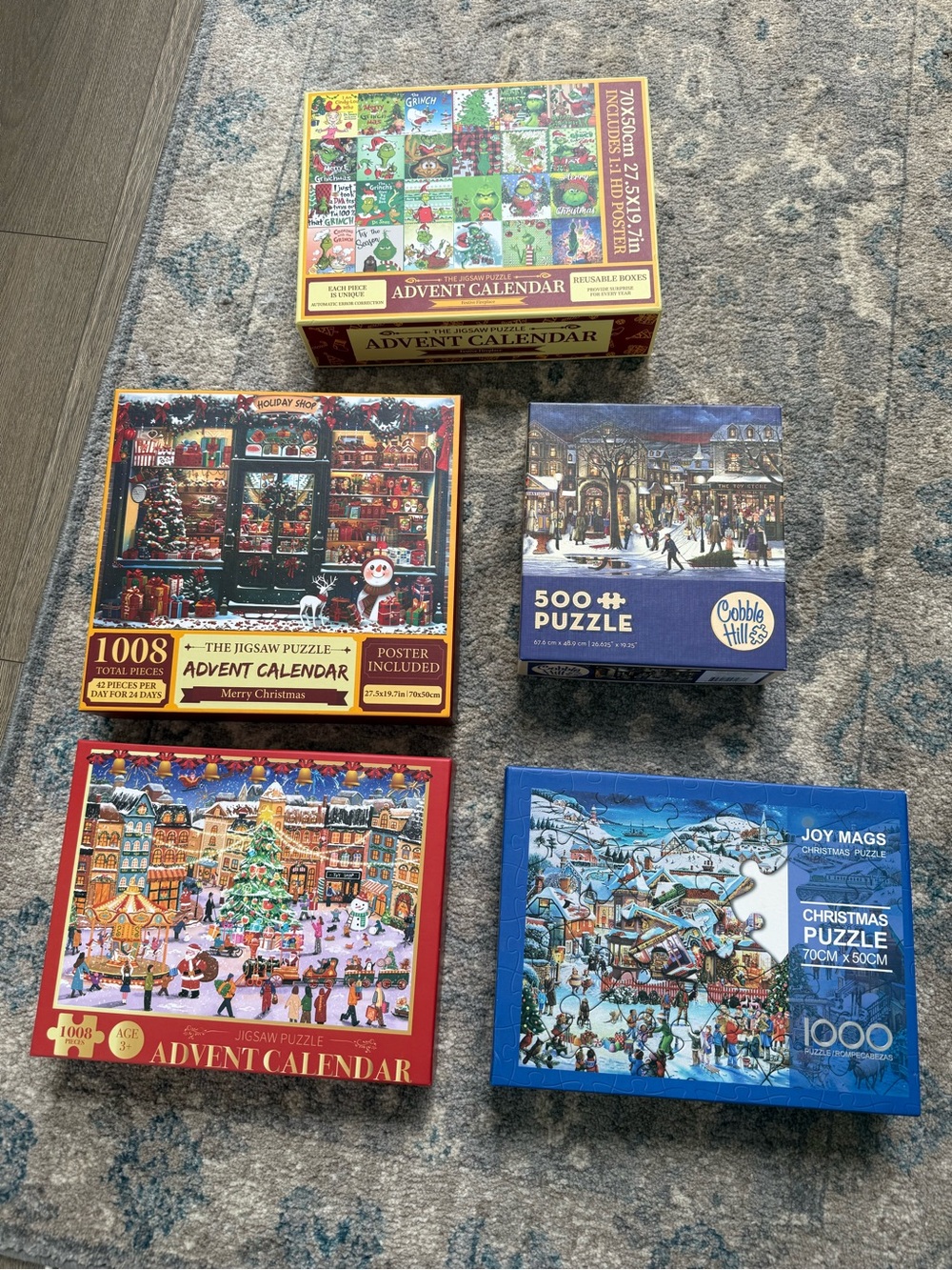 Holiday Advent Calendar and Christmas Puzzle Box Set - Red, Blue, Multicolor